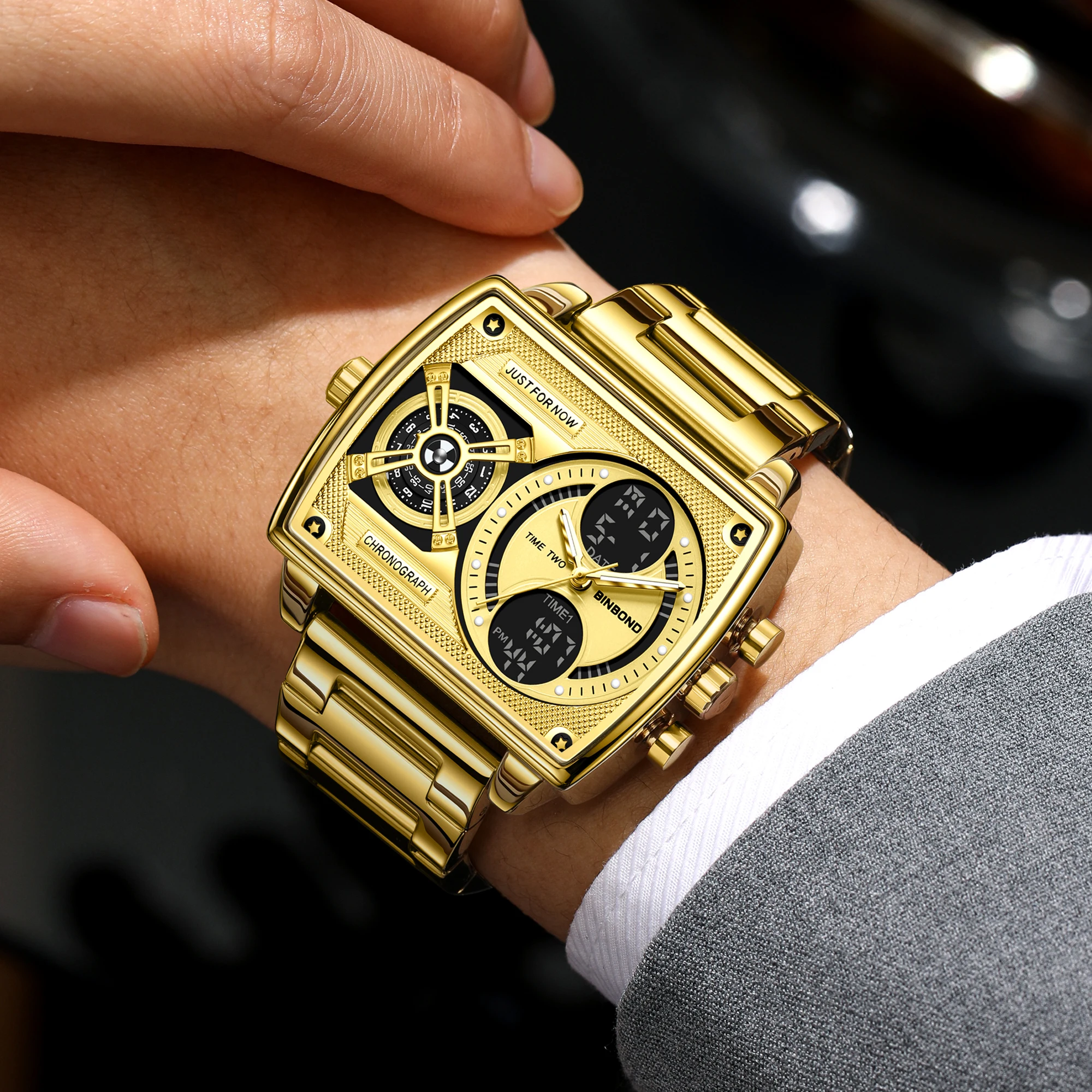 BINBOND  Multi-functional Casual Reloj Precise Quartz Watches For Men Luxury Luminous Waterproof Men's Wristwatches Chronograph view 4