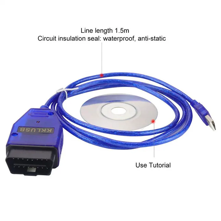 FTDI C-H-340 Chip 409 KKL OBD2 Car Diagnostic Cable USB Interface ECU Scanner Tool