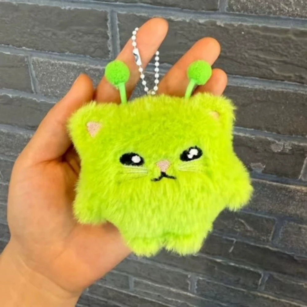 1/2PCS/SET Cute Alien Cat Plush Keychain Kawaii Fluffy Cat Doll Pendant Backpack Ornament Soft Stuffed Animal Keyring Girls Gift