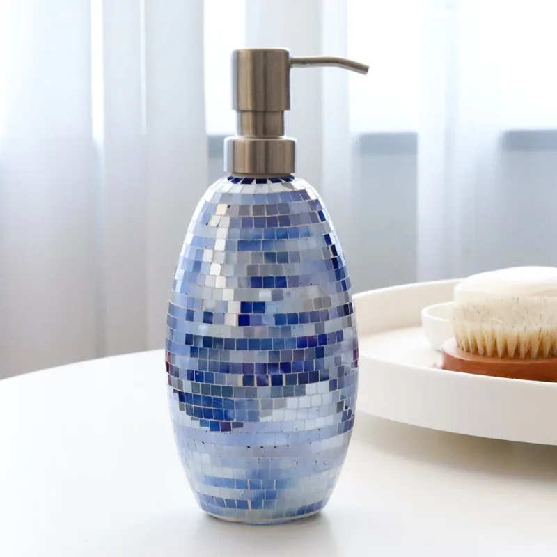 Handmade Blue Mosaic Living Room Ornament Glass Ornament Dresser Lotion Bottle Bathroom Kitchen Hand Sanitizer Pressing Bottles