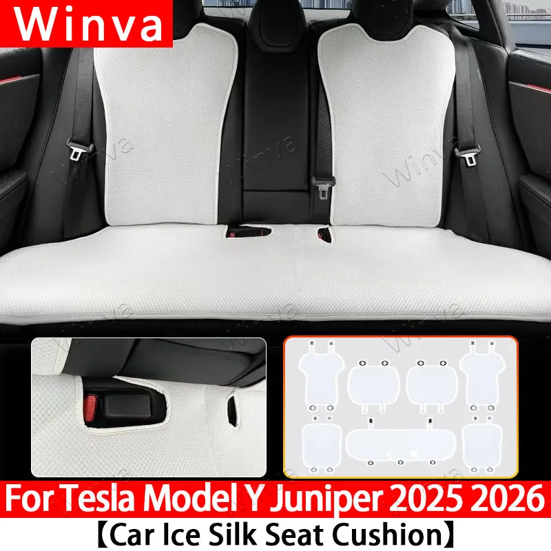 Ice Silk Seat Cushion for Tesla Model Y Juniper 2025-2026Breathable Anti-Sweat Car Seat Cover Pad Cooling Car Interior Accessory