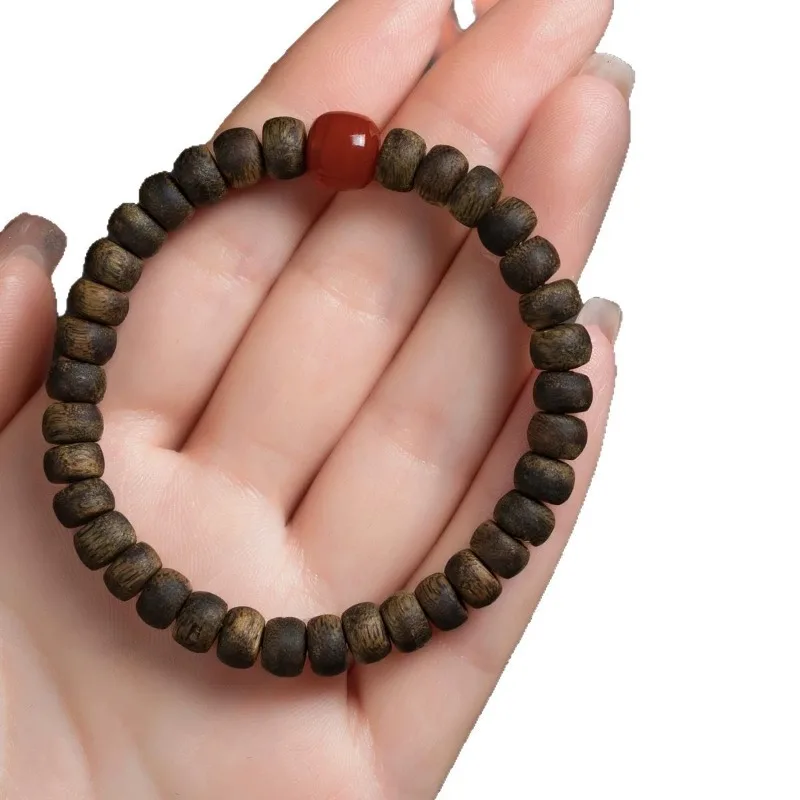 Natural Yingge Qi Nan Agarwood Bracelet Straight Cut Buddhist Bead Bracelet for Men and Women Valentine's Day Gifts view 3