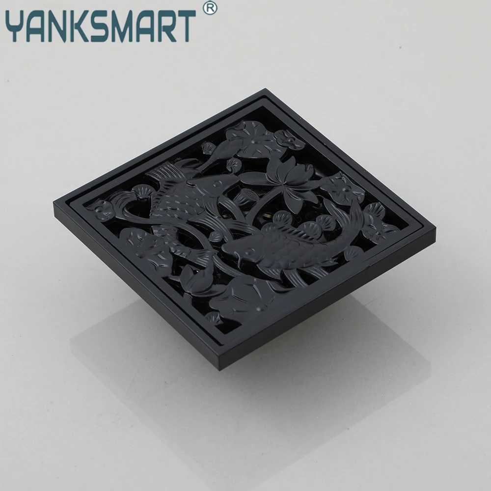 

YAMKSMART 10*10 см квадратный слив для душа слив для ванны фильтр для волос рыбы резная решетка для ванной комнаты фильтр дезодорант крышка пола