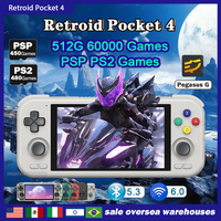 Retroid Pocket 4 HandheldS 4.7 Inch Video Game 4G+128GB RP4 Android 13 WiFi 6.0 Bluetooth  Console 512G 60000+Games PSP PS2