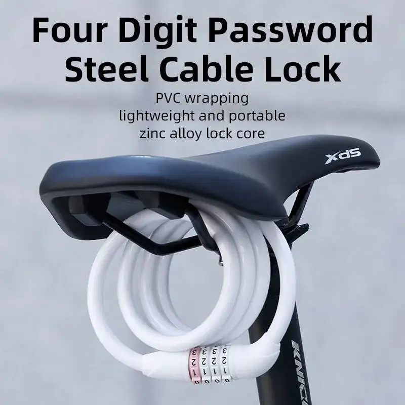 ESLNF Four-Digit Password Combination For Road And Mountain Bikes Portable Steel Cable Bicycle Lock