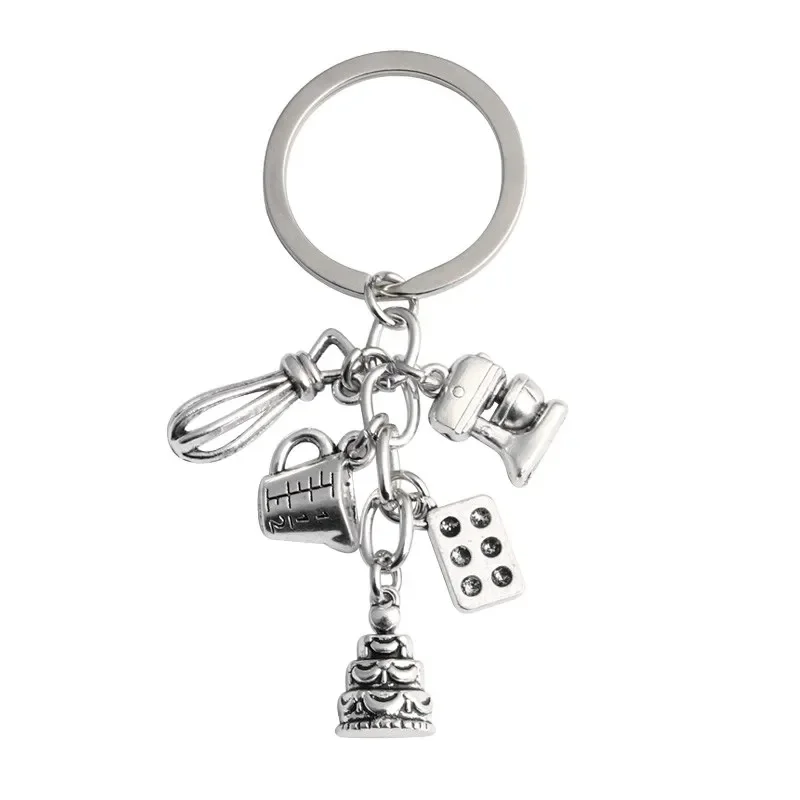 New Dessert Keychain Baking Ring Cake Beater Blender Measuring Cup Moulds Chain Dessert Chef Gifts Jewelry