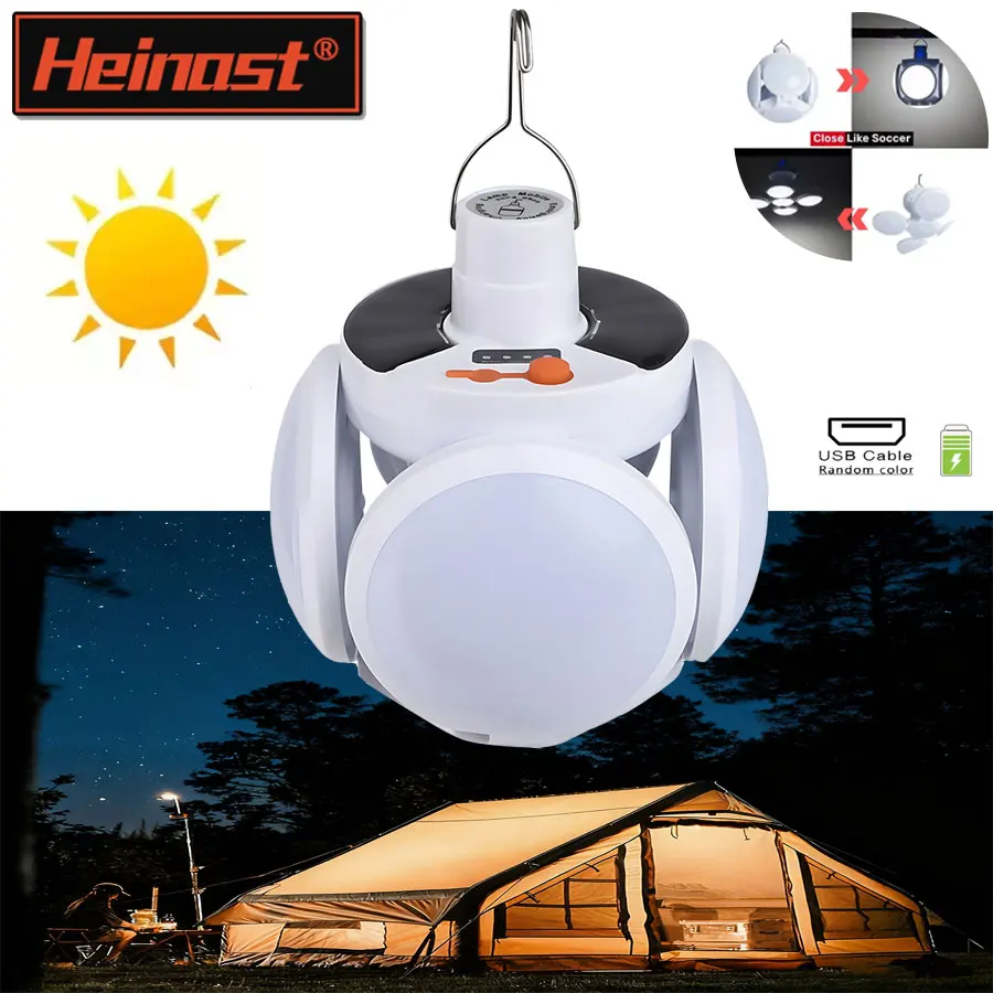 

Solar Power Lights Outdoor With Hook USB Rechargeable Outdoor Tent Lamp LED Handy Folding Emergency DC Sunlight Charging Lamp