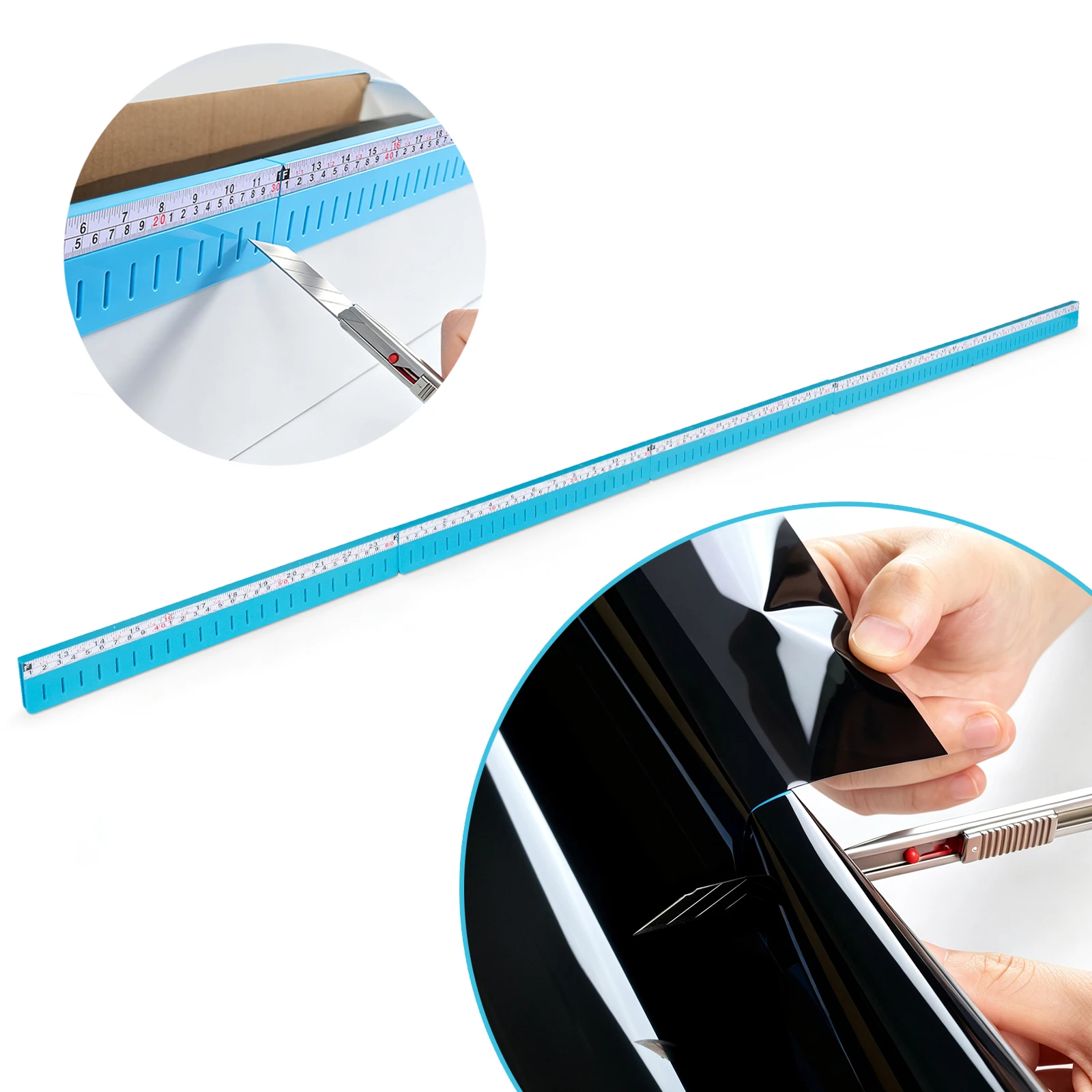 FOSHIO 12~60'' Car Film Sliding Cut Guiding Ruler Tools Large Surface Wallpaper Window Tint Vinyl Wraps Slitting Art Knives Aid
