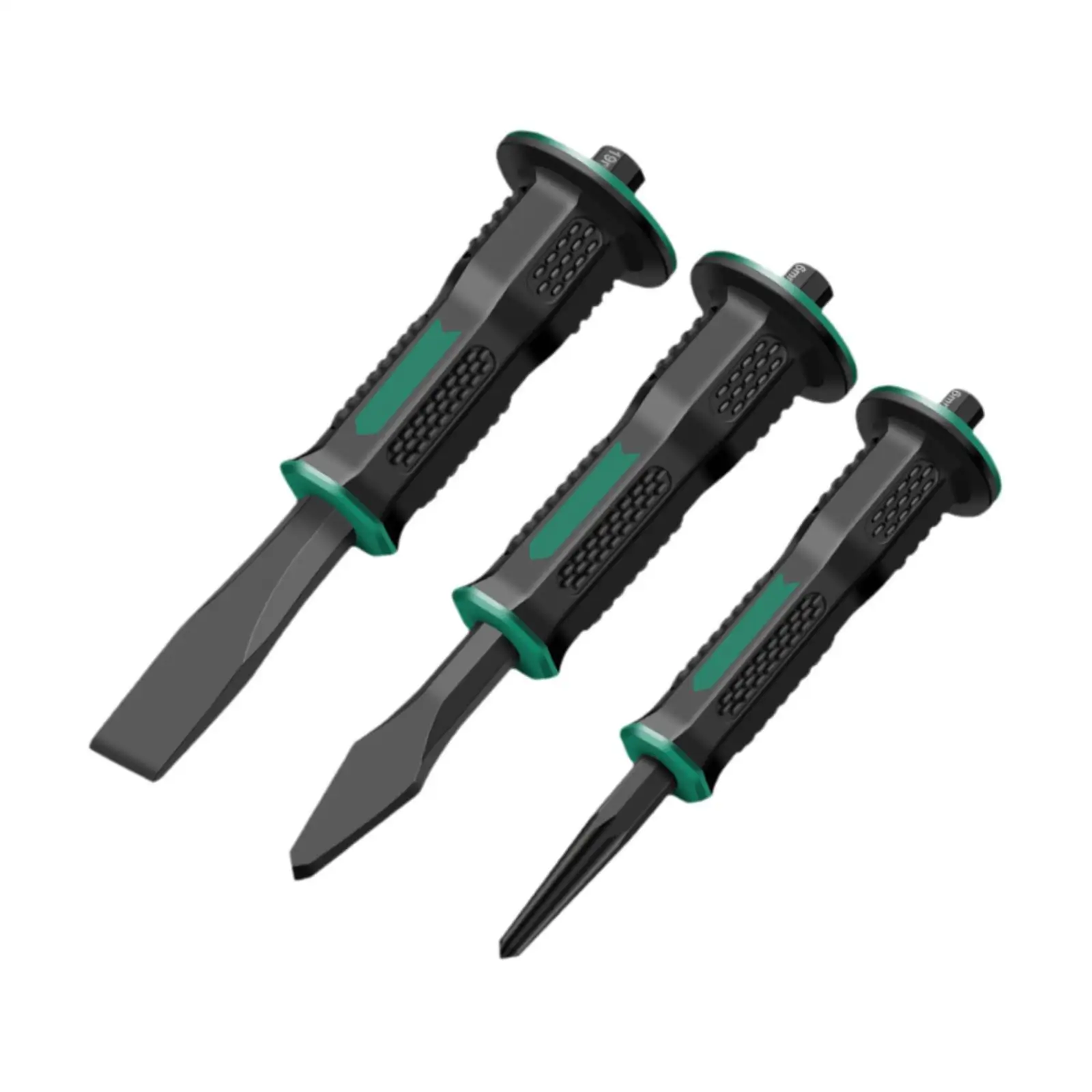 

3Pcs Rock Chisel Set Anti Slip with Hand Protection Chrome Vanadium Steel Brick Chisel for Brick Mortar Tile Concrete Carving