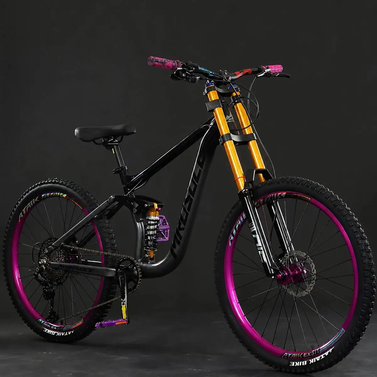 Full Suspension Downhill Mountain Bike, Dual‑Crown Air Pressure Fork Hydraulic Disc Brake Variable Speed MTB Bicycle 24/26/27.5