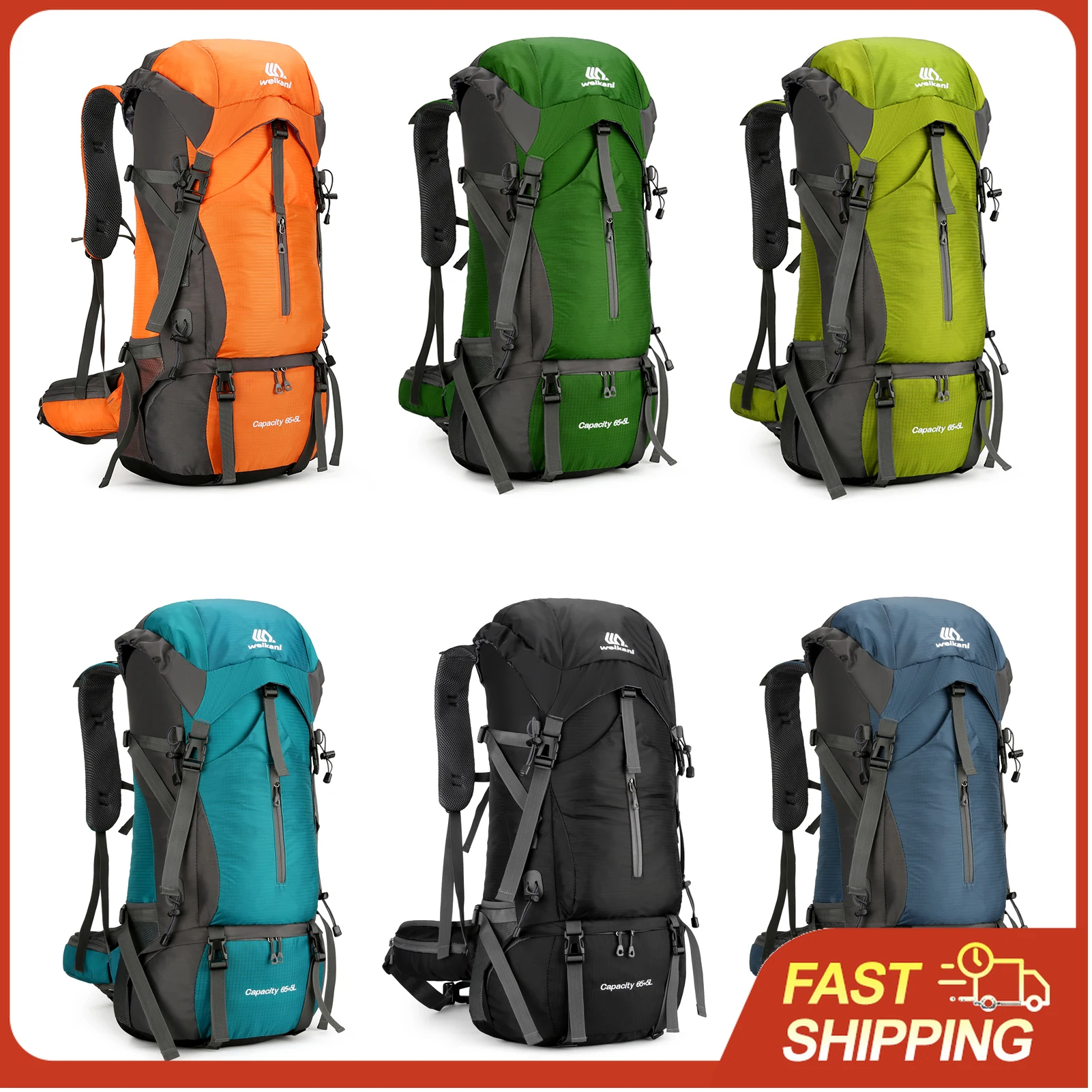 70L Extra Large Backpack for 3-5 Days Water-resistant Climbing Camping Backpack Travel Daypack with Rain Cover
