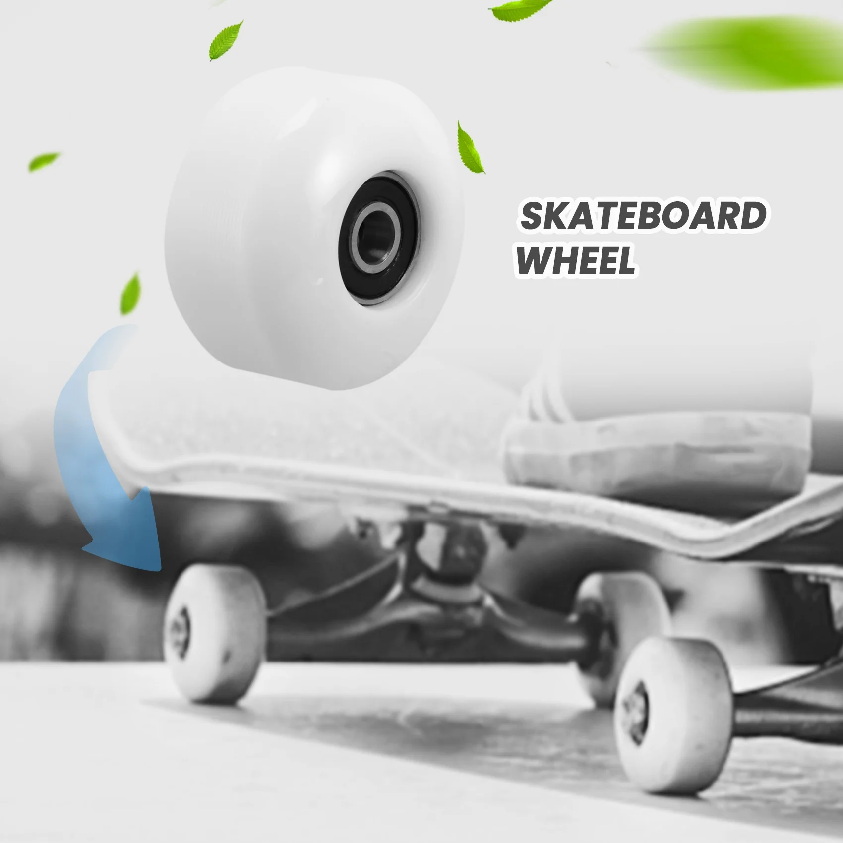 Skateboard Wheels with Bearings 52x30mm Street PU Wheels Skateboard Parts Cruiser Longboard Wheels (Set of 4) White