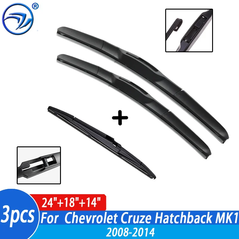 Wiper Front & Rear Wiper Blades Set Kit For Chevrolet Cruze Hatchback MK1 2008 09 10 11 12 13 14 Windshield Windscreen 24