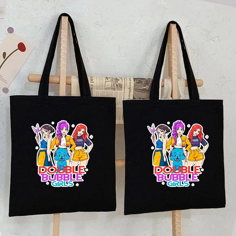 Cute Cartoon Figure Print Large Storage Handbag Eco Friendly Reusable Shopping Bag Teen Neutral School Casual Portable Hand Bag