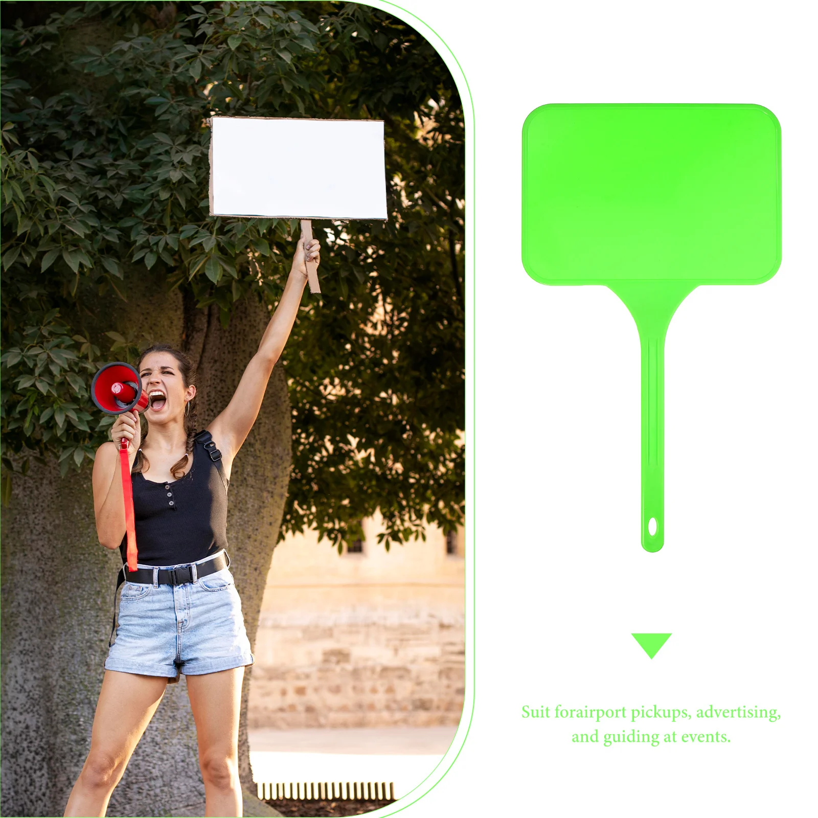 1pcs Handheld Sign Portable Dry Erase Paddle For Auctions Games Voting Events Whiteboard Advertising Outdoor Use Display Board