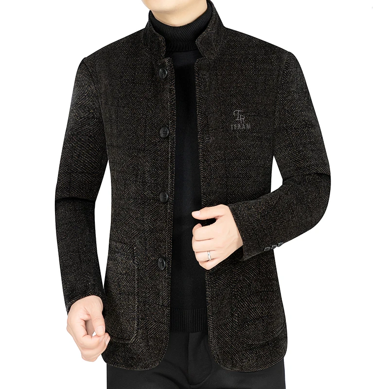 

High-quality 2023 New Fashion Handsome Trend Woolen Coat Men's Casual Jacket Autumn and Winter Felt Short Lapel Coat Men M-4XL