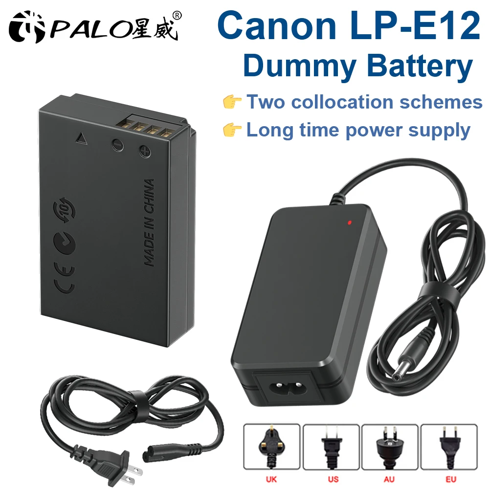 

LP-E12 LPE12 Dummy Battery DR E12 DC Coupler PD USB-C Convertor for Canon EOS M50 Mark II, M50 M100 M200 M M2 M10, Kiss M M2