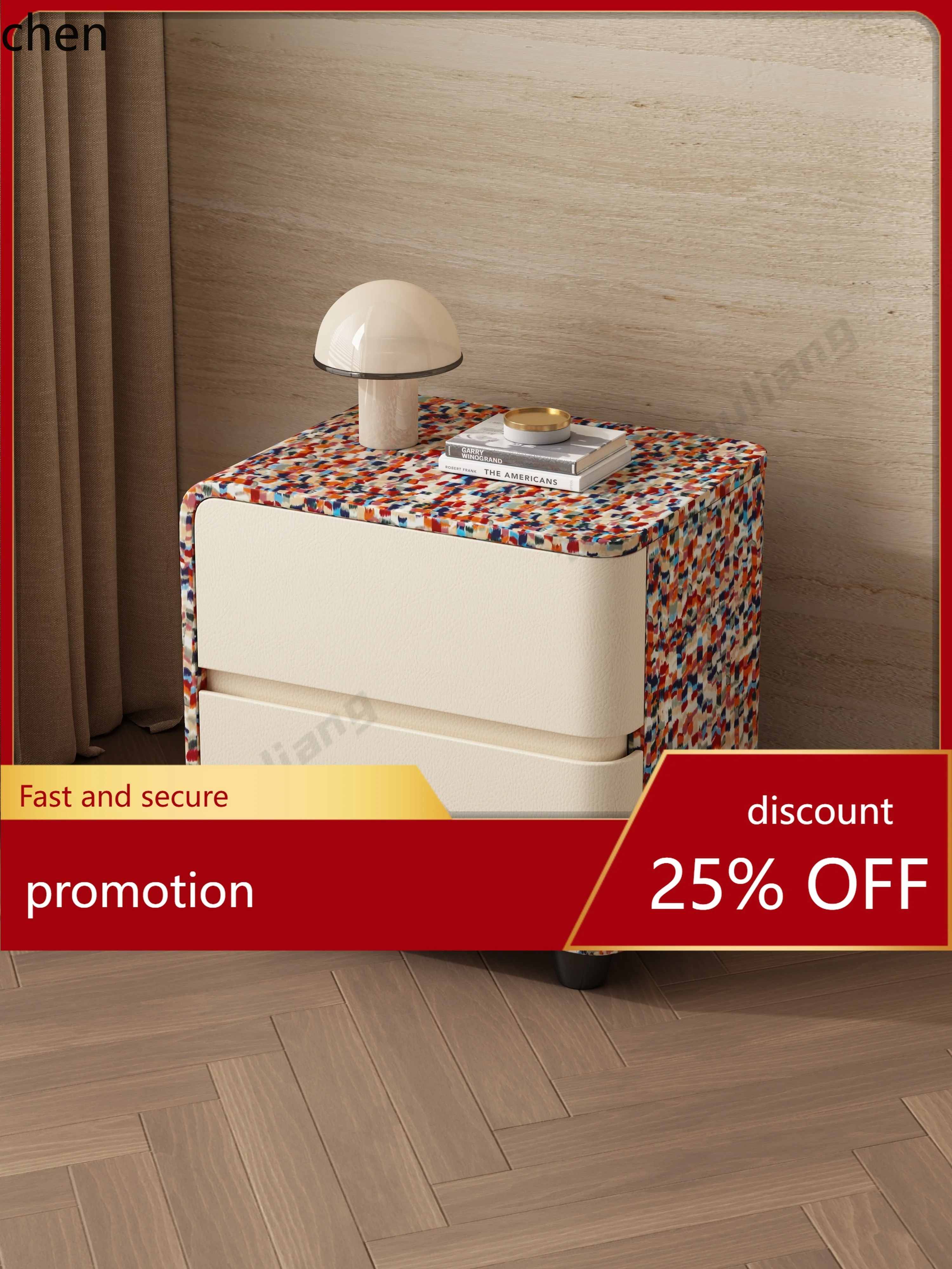 

HT Advanced Rainbow Creative Bedside Table Solid Wood Minimalist Modern Home Master Bedroom Small Narrow