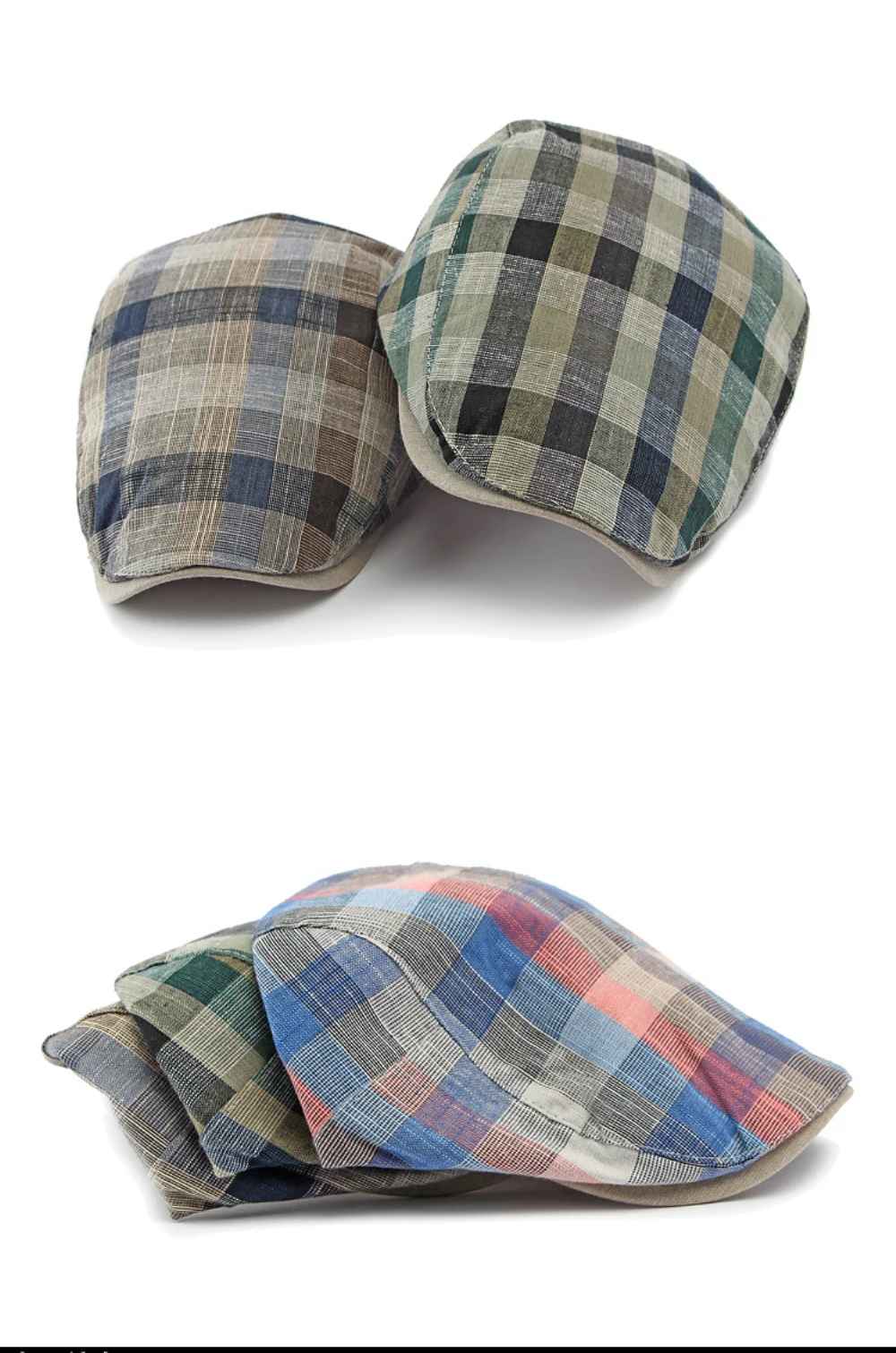 HT4629 Herren- und Damen-Baskenmützen, Vintage Künstler- und Malermütze, Karierte Baskenmütze, Verstellbare Ivy-Flatcap für Männer und Frauen, Frühling/Sommer 2026 Baskenmütze – Detail 4