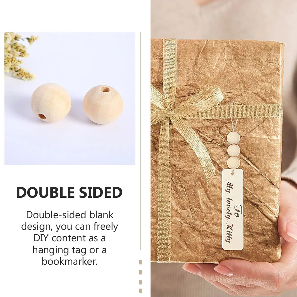 

1Set Wooden Blank Bookmarks Natural Color 0.2cm Thick DIY Rope Beads Kit for Graduation Teacher Gift Blank Bookmarks