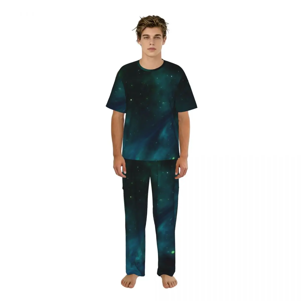 

Men Pajamas Set Space Universe Cosmos Galaxy Short Sleeve Spring Summer Lounge Sleepwear Male Nightwear