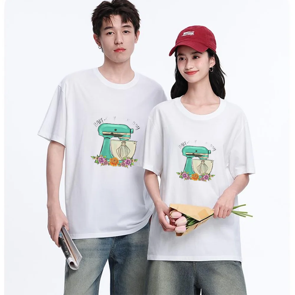 Bake Someone Happy Mixer Floral Printed T Shirt Breathable Fabric S-XXL Personalized Custom Casual Short Sleeve Tee Aesthetic Gr