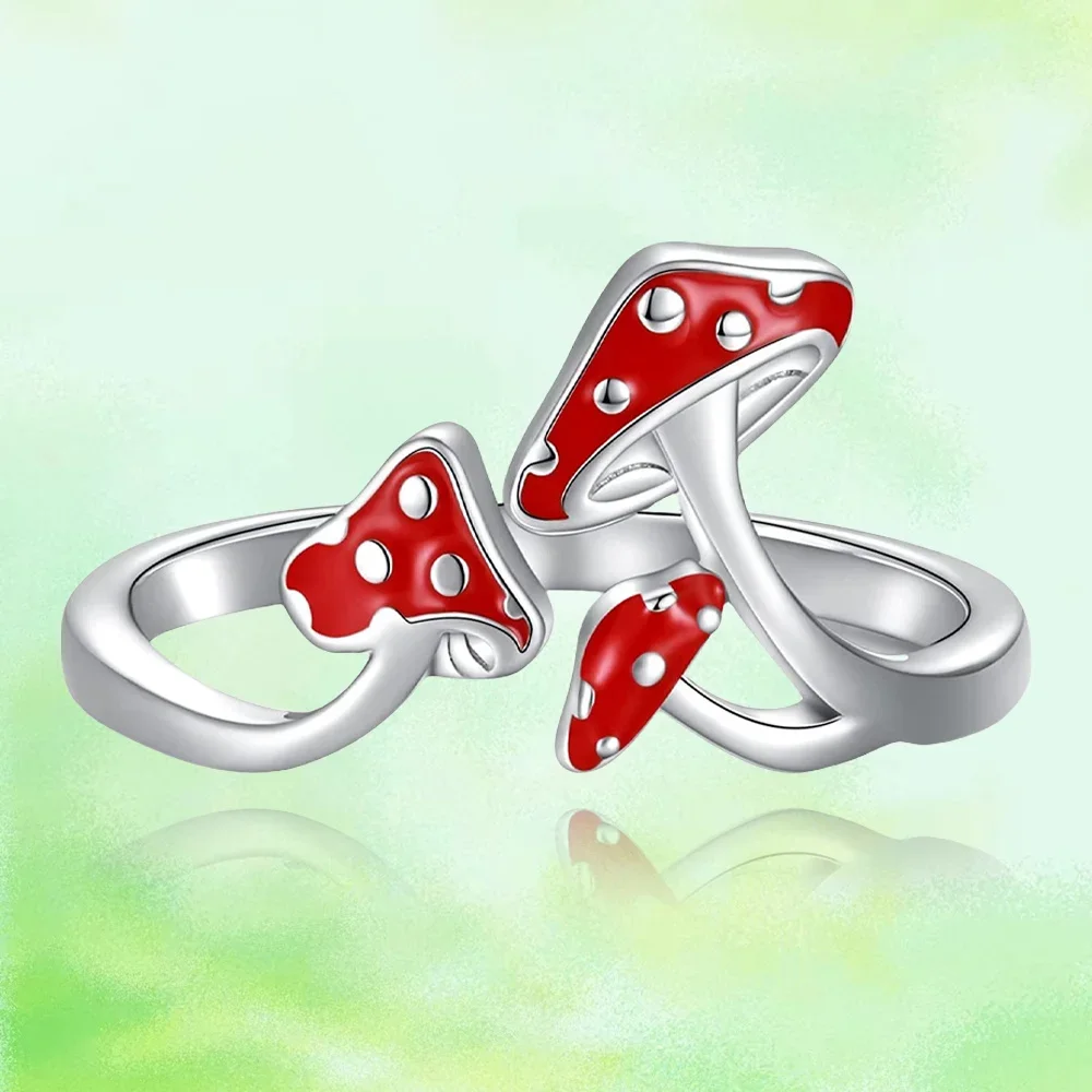 Charming Red Mushroom Adjustable Ring  Adorable Vintage Design for Women Perfect Birthday Christmas Gift for Girls