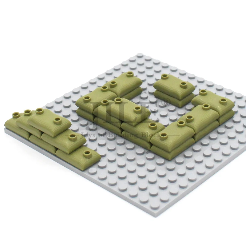 60 stücke Moc Bausteine Militär Sandsäcke Stadt Street View Armee Wand Szene Festung DIY Bricks Set Kompatibel Kinder Spielzeug