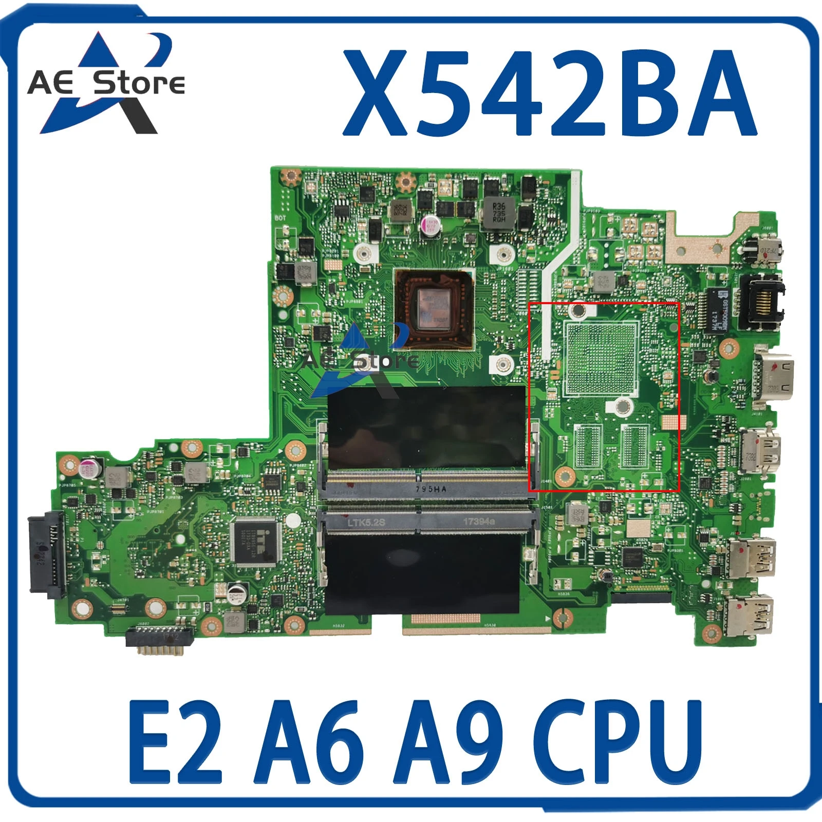 

X542BA Laptop Motherboard X542BA For ASUS X542B X542 A580B K580B Mainboard With E2 A6 A9 CPU UMA/PM DDR4