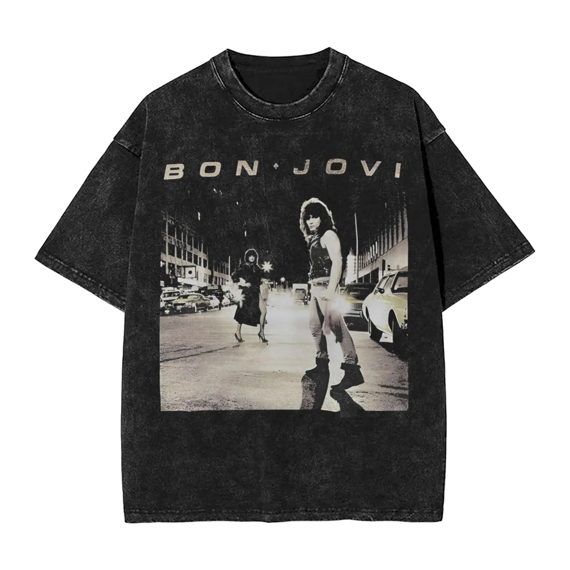 Bons Jovis Rock Band T Shirt Hip Hop Washed Short Sleeve Oversize T-Shirt  Fashion for Men Women Streetwear Printed Tee Shirt