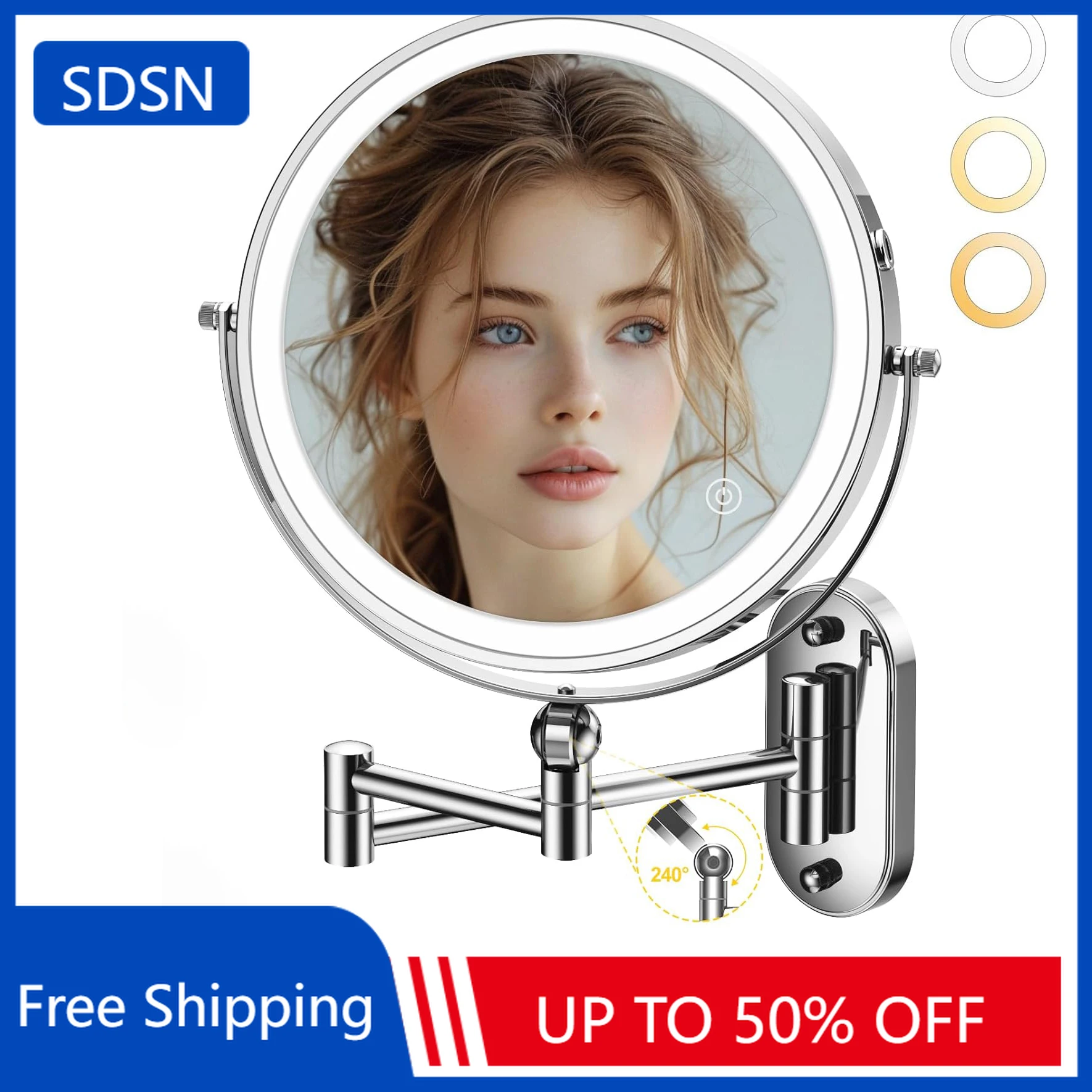 

10-кратное увеличительное зеркало для ванной комнаты, аксессуары, настенное зеркало для макияжа в отеле, двойное удлиненное складное зеркало для ванной комнаты