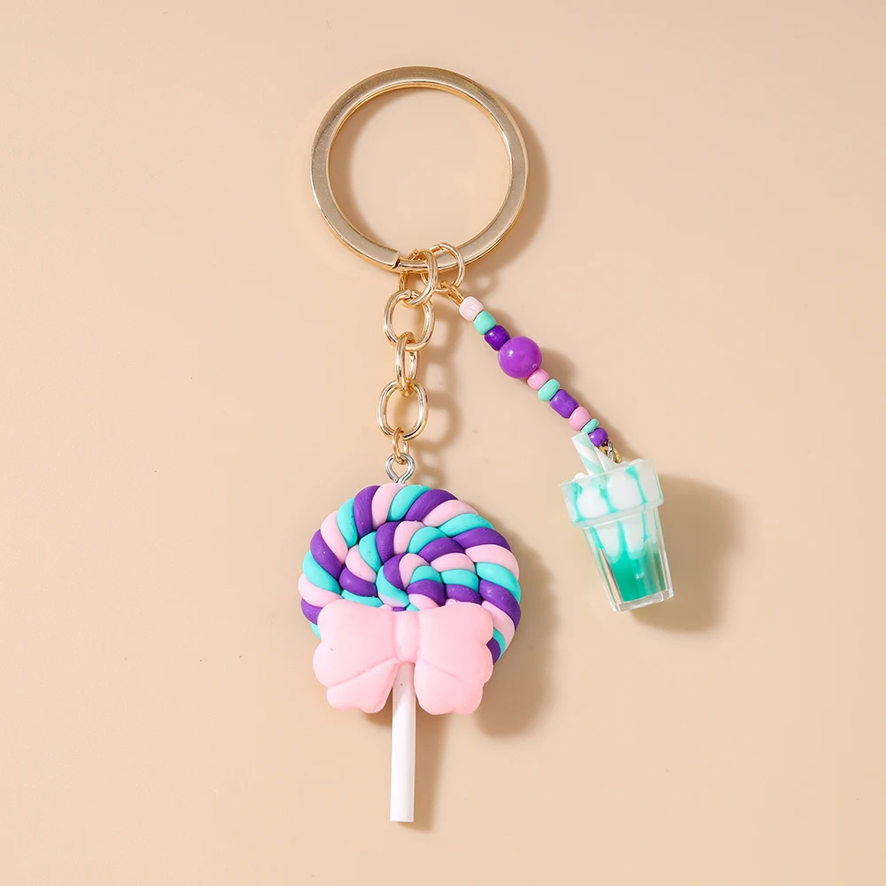 Pretty Resin Candy Lollipop Keychain, Juice Pendant