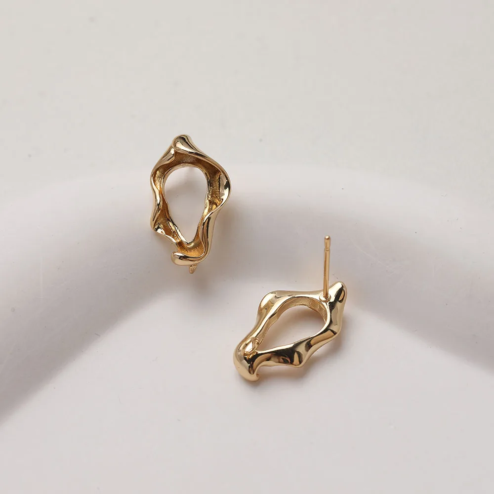4 Stück 14 Karat vergoldet unregelmäßige gerollte Kante Ohrringe Ohr stecker Schmuck DIY Herstellung liefert hand gefertigtes Material Zubehör