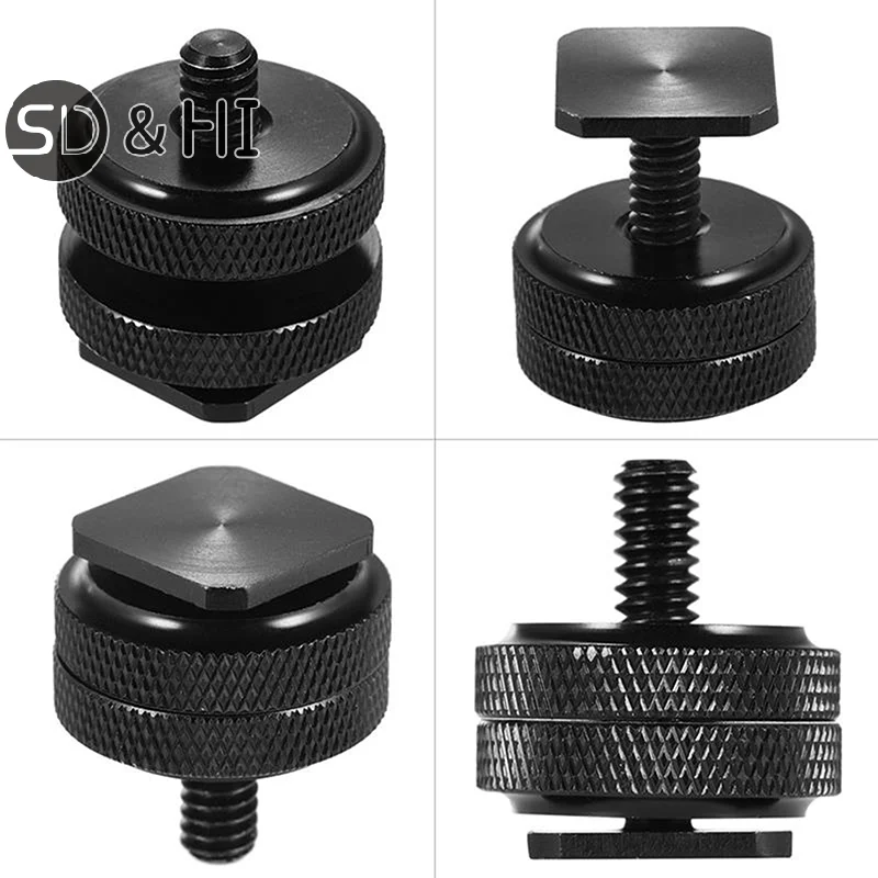1/4 Double Conversion Screw Flash Metal Hot Shoe Mounts Camera Flash Adapter Upgrade Photography 2-in-1 General Components Tools