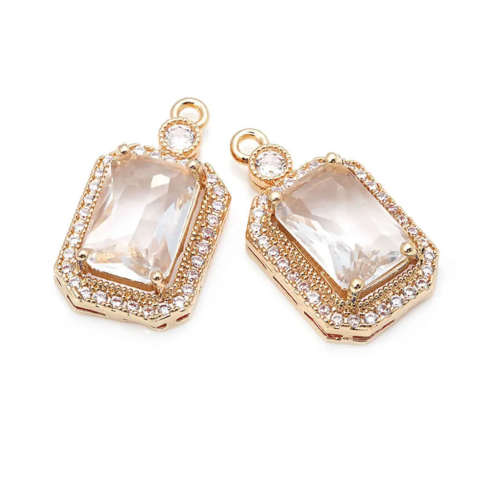 4PCS 24x13MM 18K Gold Color Brass Rectangle Charms Pendants Necklace Earrings Diy Jewelry Accessories Rosediy official-website