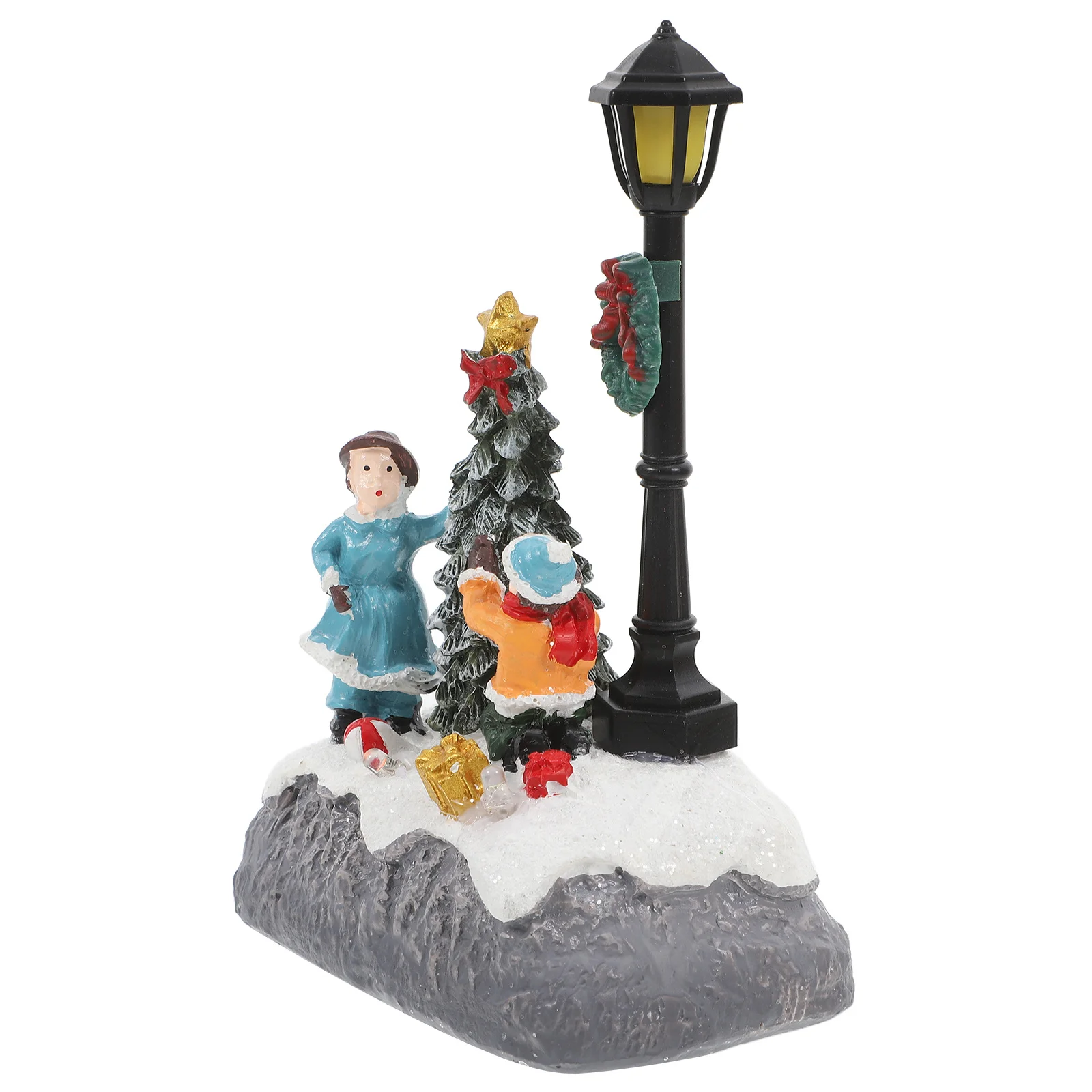 

1pc Resin Miniature Decor Christmas Led Lighted Ornament For Mini Garden Landscape Micro Accessories