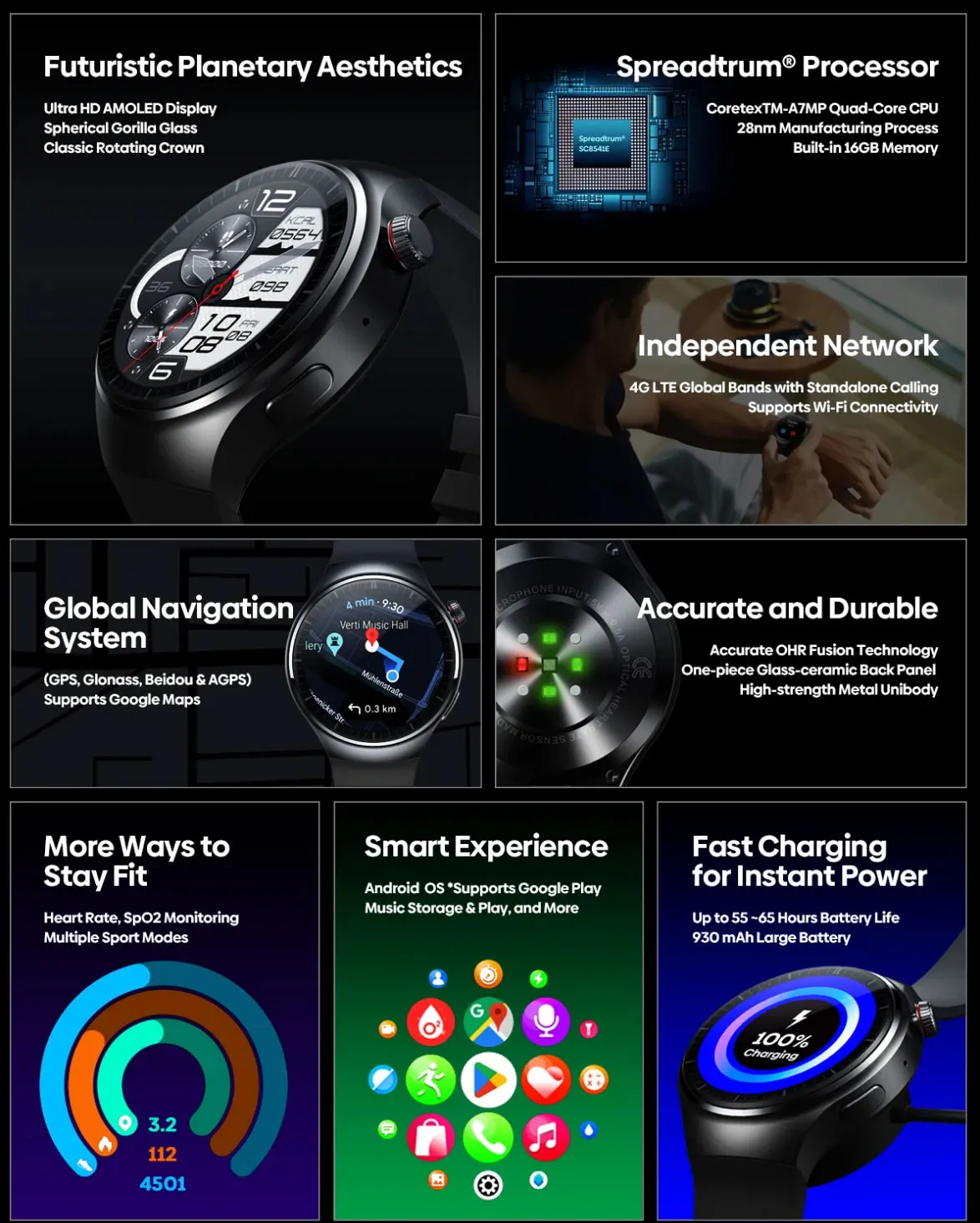 For huawei Thor Ultra SmartWatch GT MAX AMOLED Screen 4G SIM WIFI GPS 16GB Storage Google Play Wear Os Strava VS GT4 GT5
