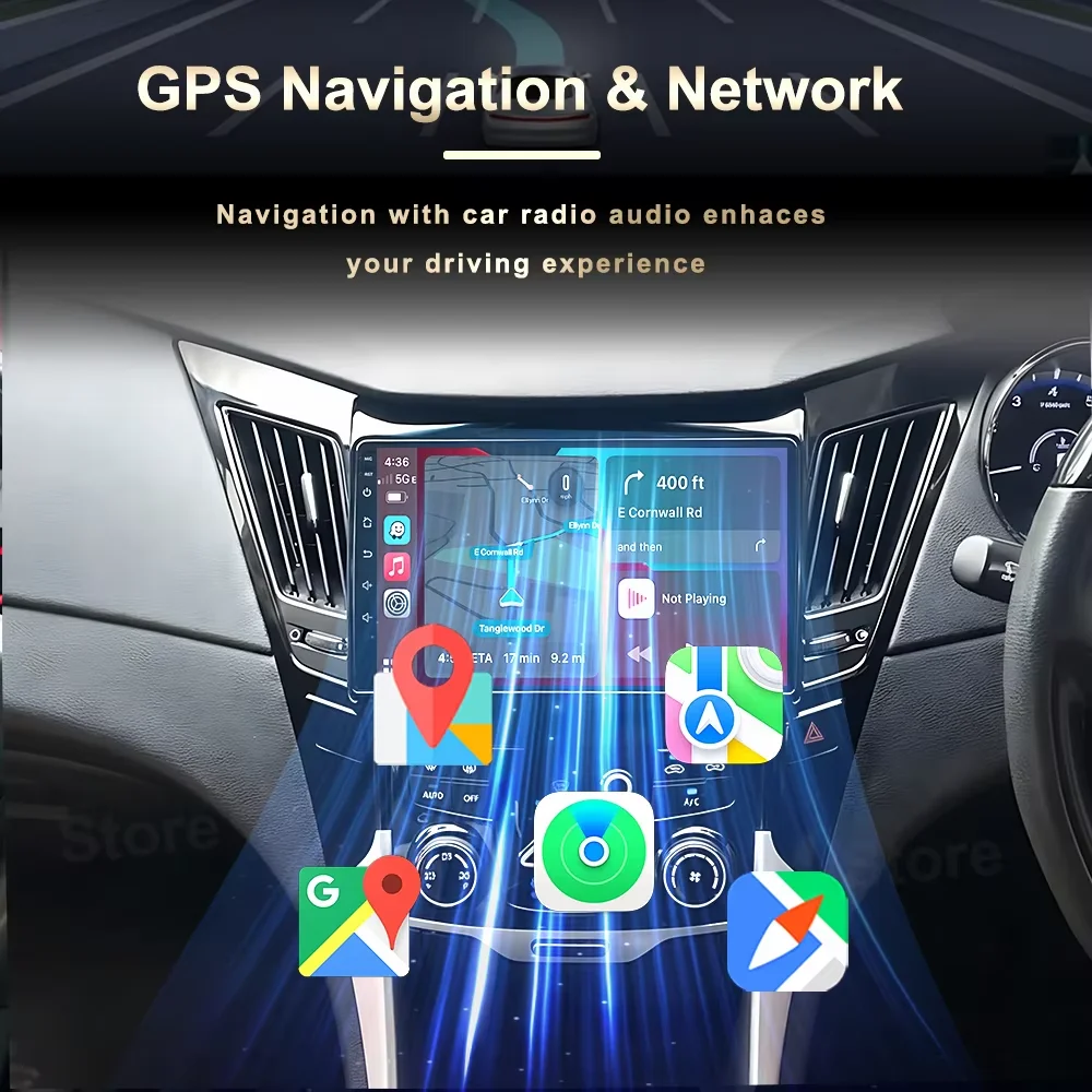 Android 16 para Hyundai Sonata 6 YF 2009-2014, Reproductor Multimedia Estéreo Inalámbrico ZLink CarPlay de 8 Núcleos con Control del Volante 5