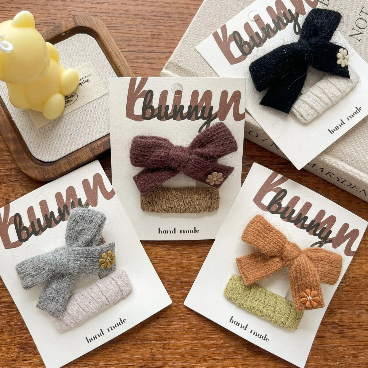 

Заколки для волос с шерстяными бантиками для девочек, осенняя заколка для волос, милые детские заколки с цветочным принтом, детские аксессуары для волос, заколки для волос в корейском стиле