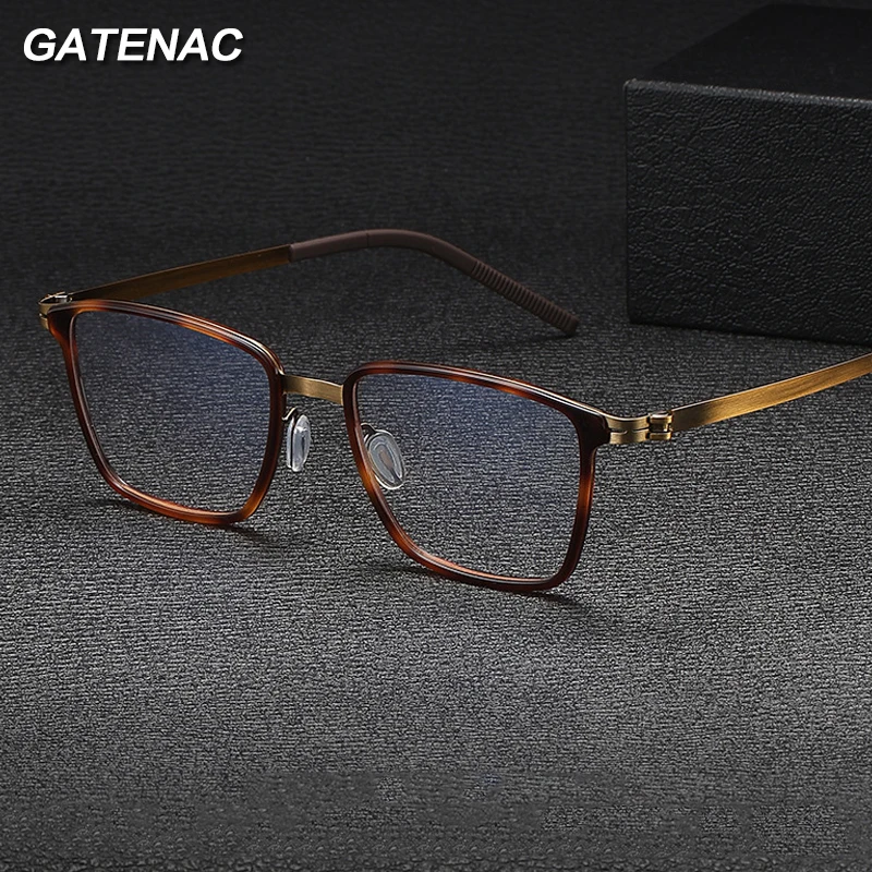 

Vintage Titanium Alloy Glasses Frame Men Square Retro Prescription Myopia Eyeglasses Frame Male Luxury Brand Screwless Eyewear