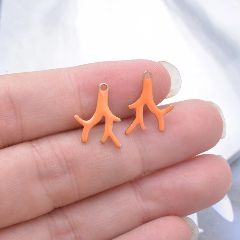 30 Stück beidseitig emaillierte Kupferzweig-Anhänger, öltropfende Zweige, Halsketten-, Armband- und Anhänger-DIY-Schmuckzubehör – Detail 5