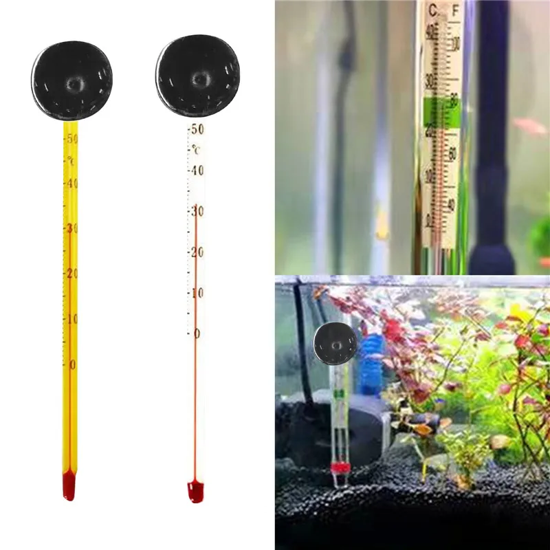 Waterproof Thermometer Stick Aquarium Sucking Cup Precise Fish Tank Temperature Measuring Tool Temperature Monitors