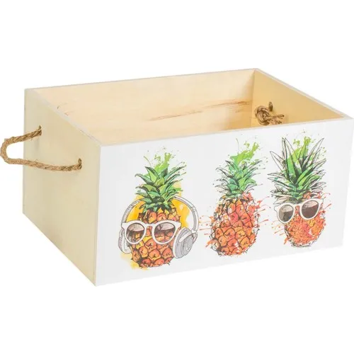 Euro Flora Pineapple Pattern Wooden Case 28 X21X13 Cm