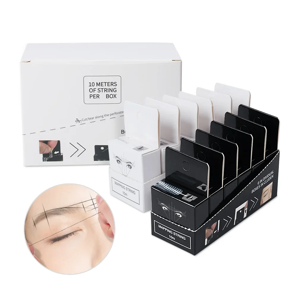 6PC 10 Meters Mapping Pre-Ink String For Microblading Makeup Eyebrow Dyeing Liner Thread Semi Permanent Positioning Measure Tool