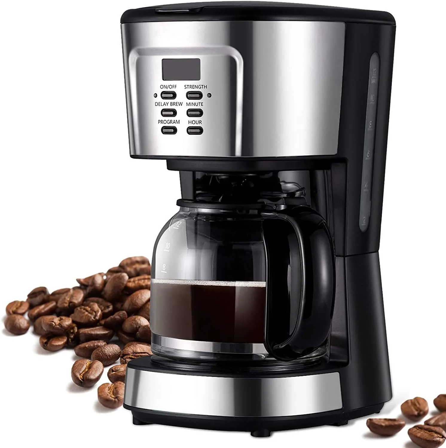 1500 ML 10 Cup Drip Coffee Maker Grind And Brew Automatic Coffee Machine 900W Aluminum