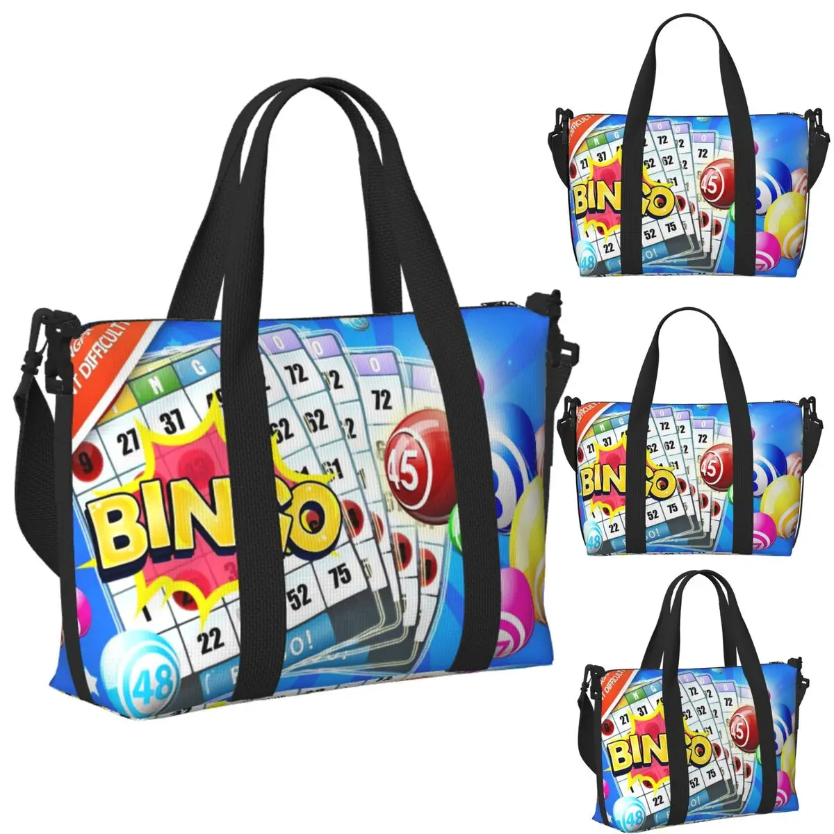 

Custom Robe Bingo Game Beach Travel Bag Large Capacity Tote Bags for Gym Sport Women Shopping Duffle Shoulder Bag