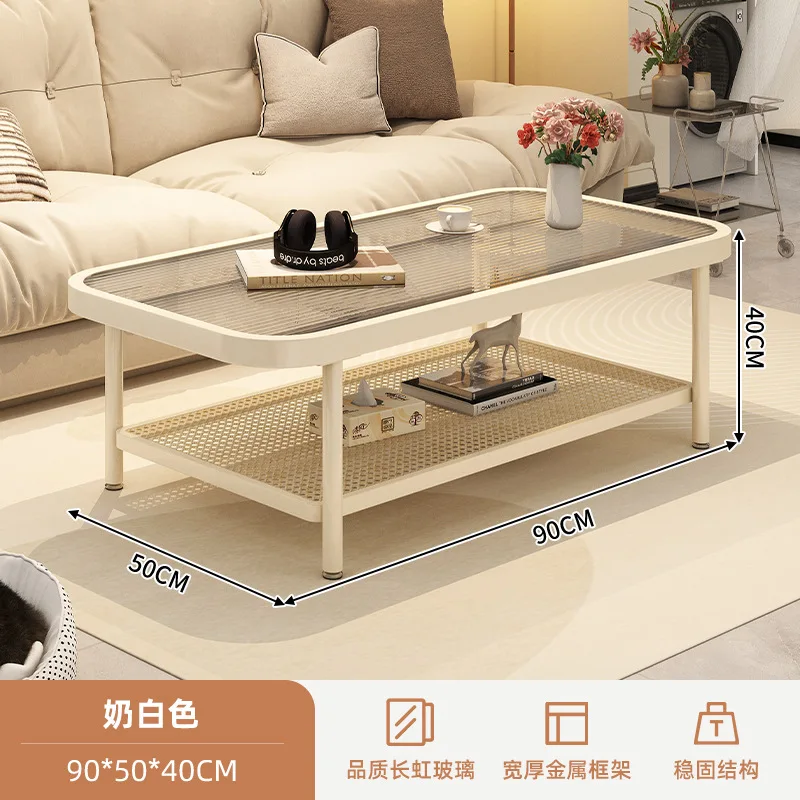 طاولة القهوة غرفة المعيشة المنزلية شقة صغيرة الحديثة بسيطة الإبداعية الزجاج المقسى كريم الرياح طاولة القهوة