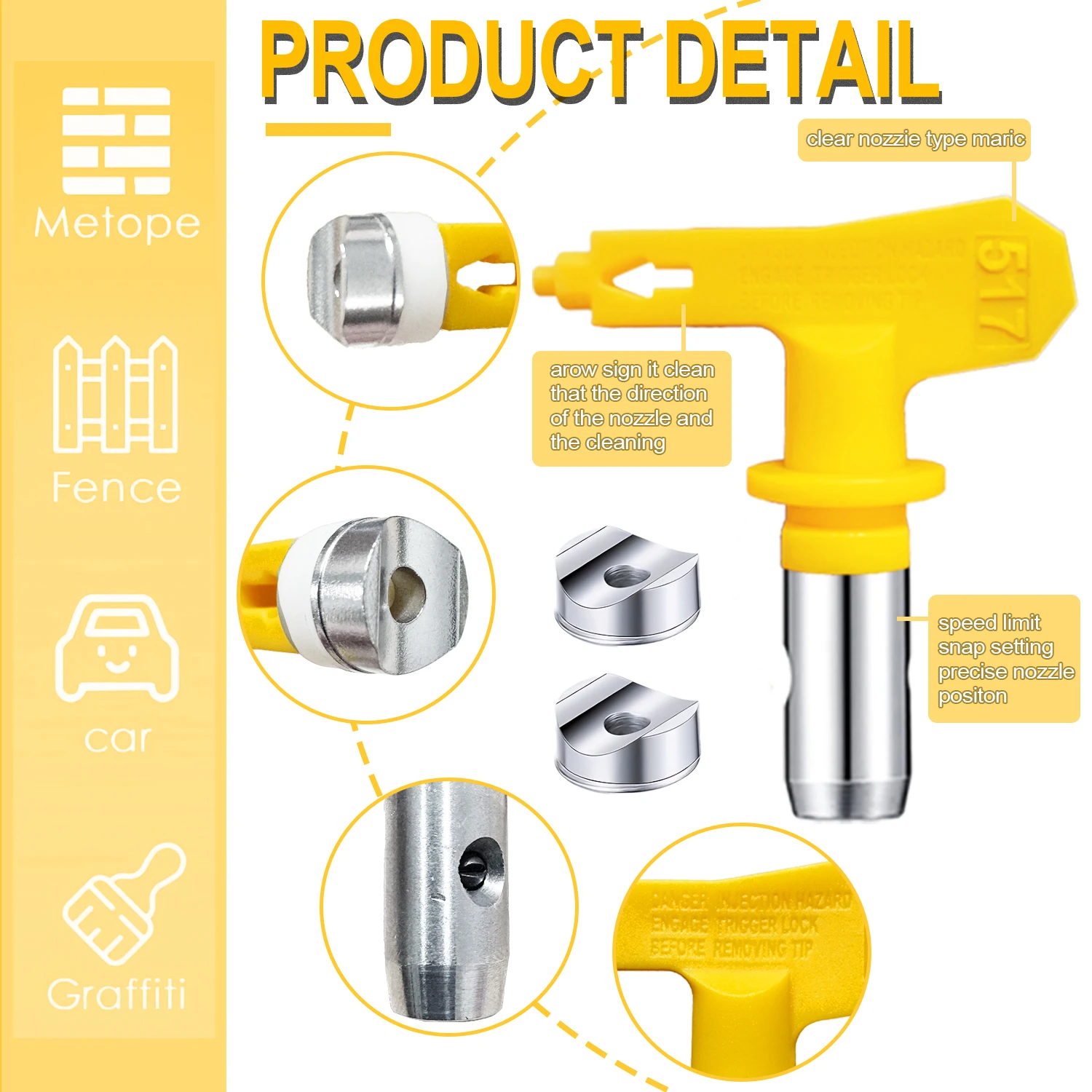 Reversible Airless Spray Tip Anti-Clog 211 215 315 317 517 Nozzle Sprayer Airbrush Tip Nozzle Guard for Airless Paint Spray Gun view 3
