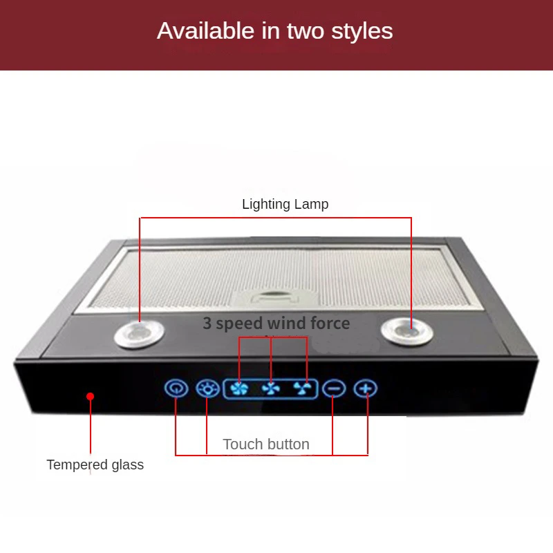 RV Vehicle Range Hood 12V Car Kitchen Range Hood Touch Switch with Led Light Removable Cleaning Camper Caravan Mini Range Hood