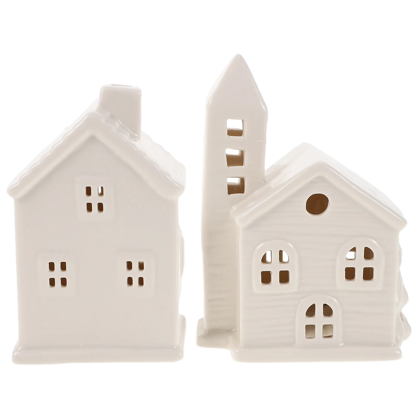 2Pcs Christmas Ceramic LED Village Houses Mini Hanging Ornaments Handcrafted Holiday Table Decor Ceramic Lighted